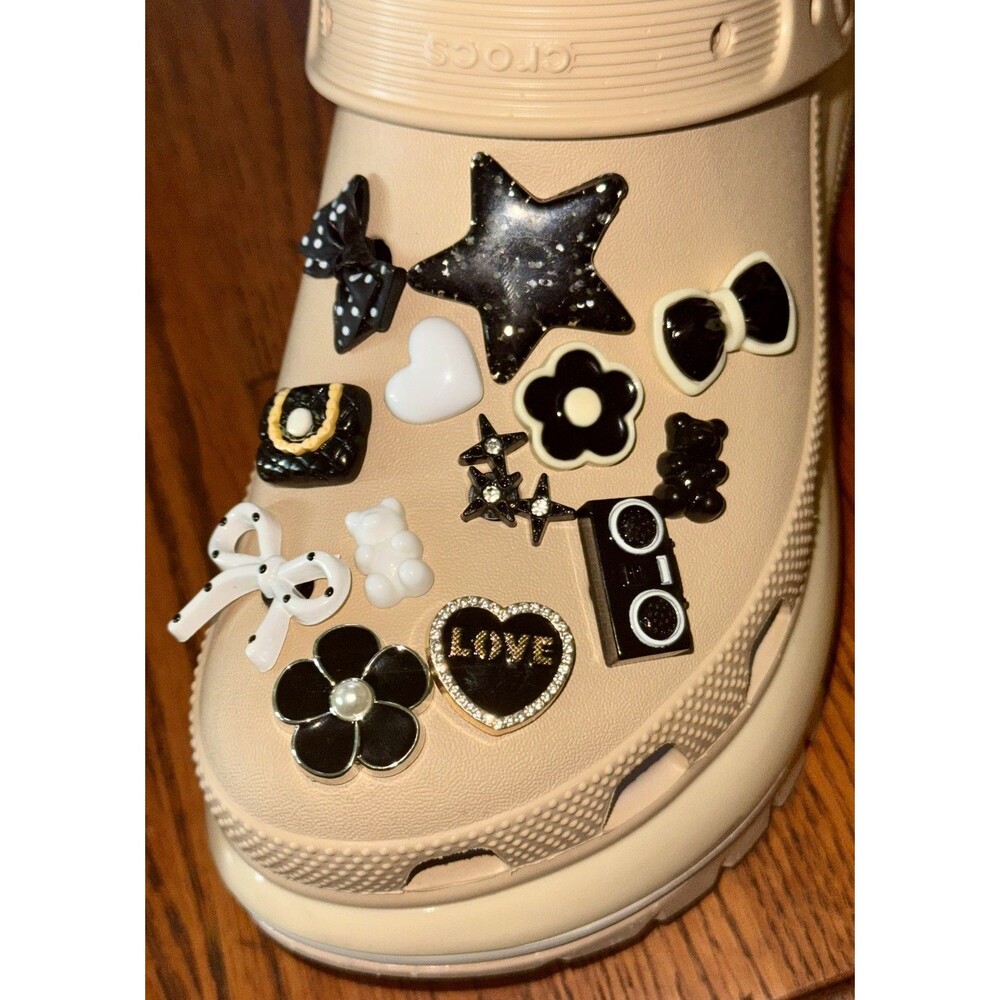 Crocs Siren embellished jibbitz Platform Clog In Ivory/Tan W8 - Picture 5 of 6